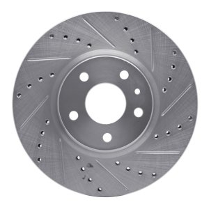 Ford Special Service Police Sedan Brake Rotor (1) - Front Right - R1 Concepts - Drilled & Slotted - Silver - `13-`20 Ford Special Service Police Sedan Brake Rotor (1) - Front Right - R1 Concepts - Drilled & Slotted - Silver - `13-`20